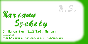 mariann szekely business card